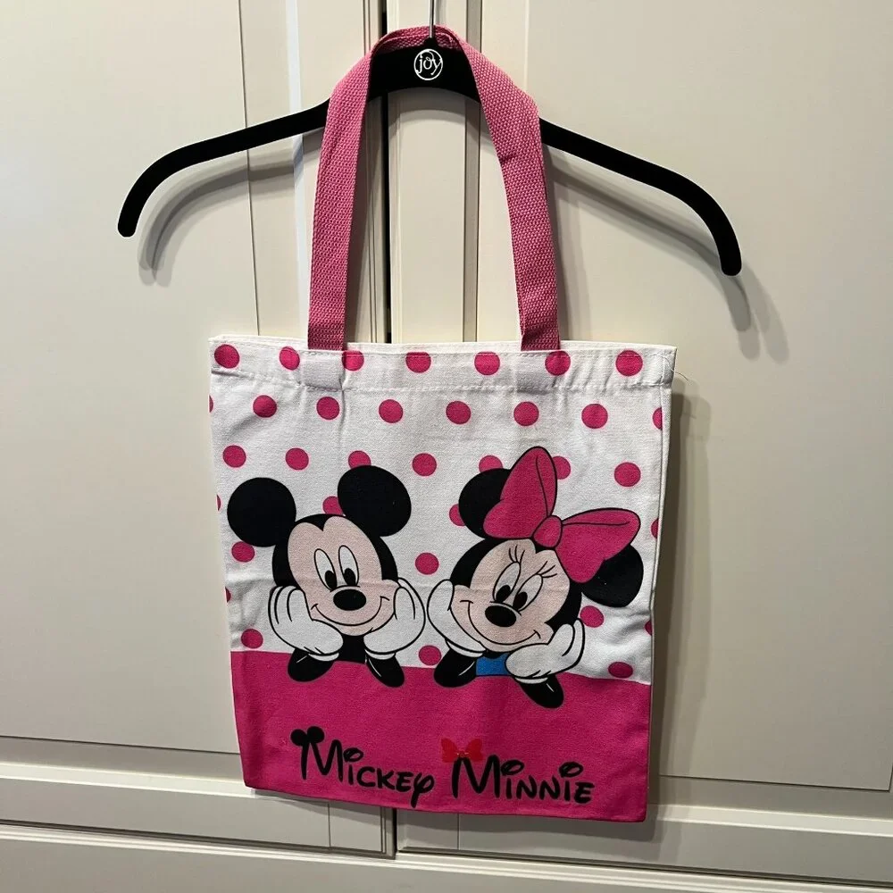 DISNEY‎ Mickey & Minnie Polka Dot Canvas Tote Bag (BRAND-NEW & SUPER CUTE!)